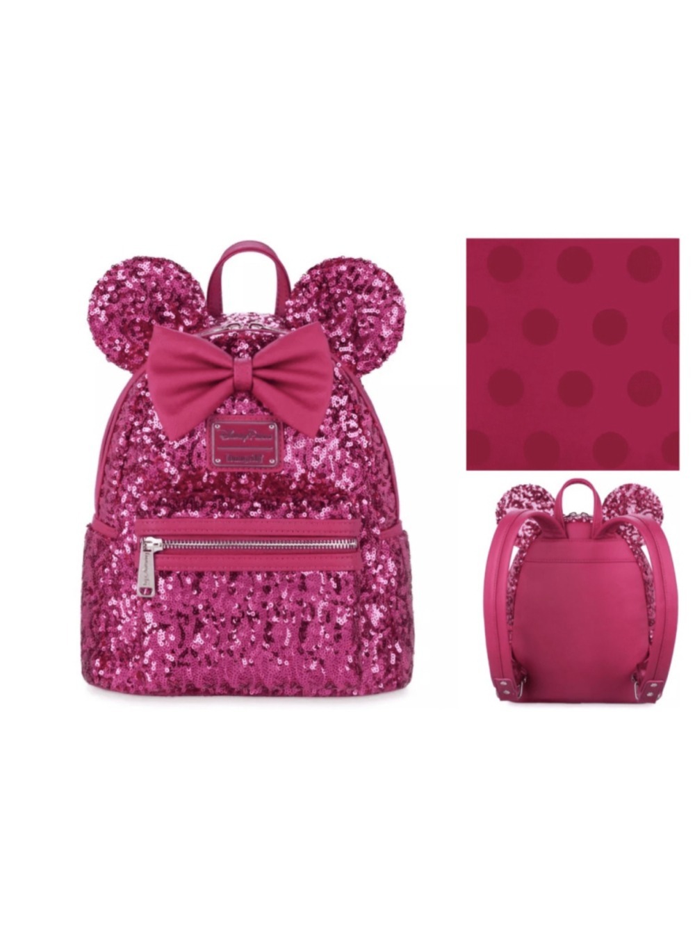 Disney Parks Loungefly Orchid Magenta Sequin Minnie Mouse Mini Backpack 2022